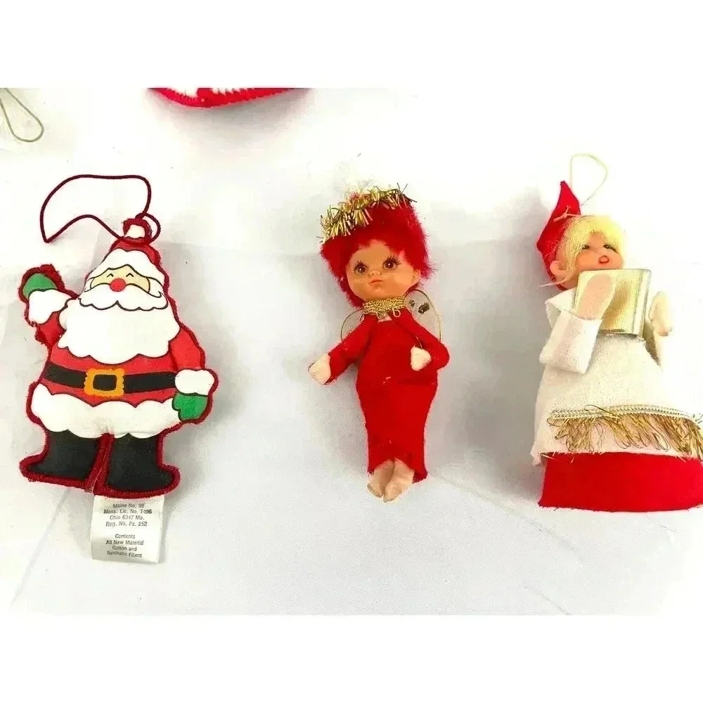 10x‎ VTG Holiday Ornaments Christmas Snowman Santa Plane Dolls Decor 1990s